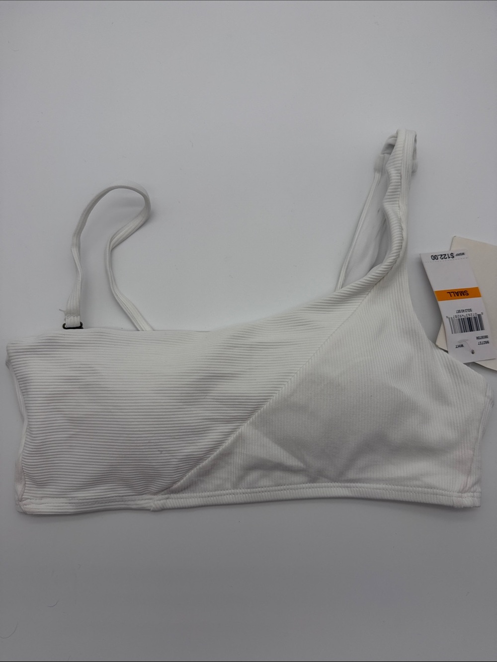 BECCA White One-Shoulder Ribbed Swim Bralette